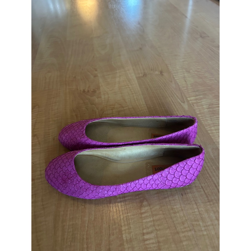 Miz Mooz Panthea Magenta Purple Textured Leather Ballet Flats Womens 7